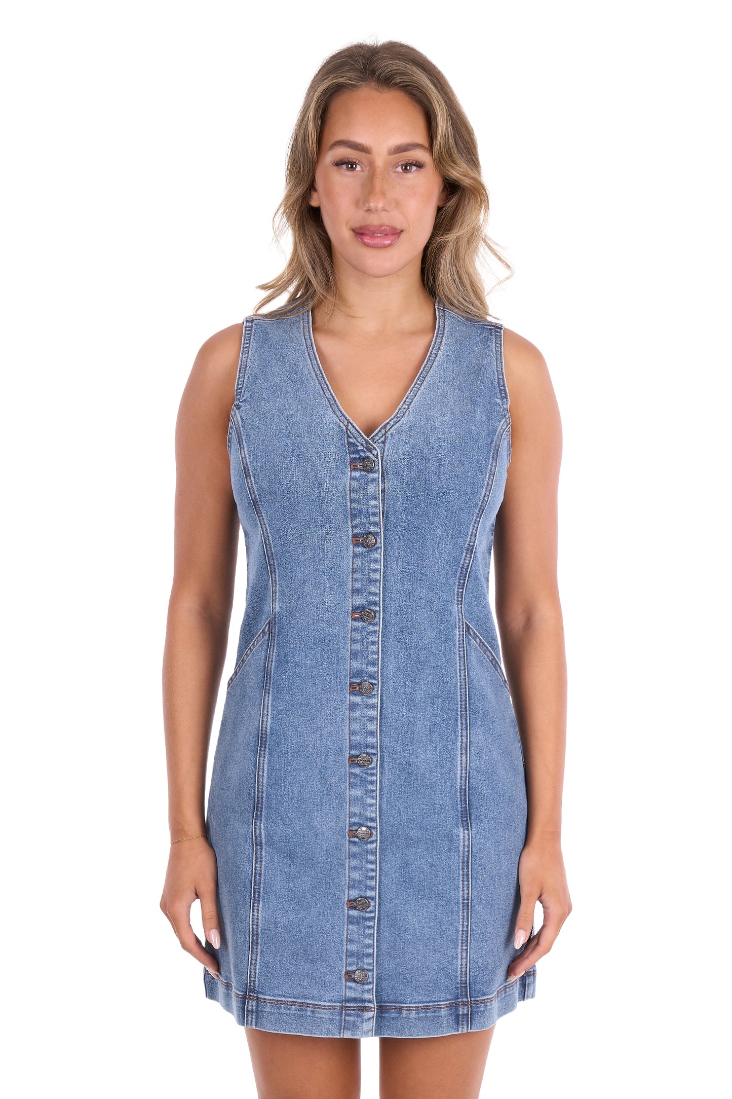 P6S2412268 Pure Western Women's Natasha Sleeveless Denim Dress