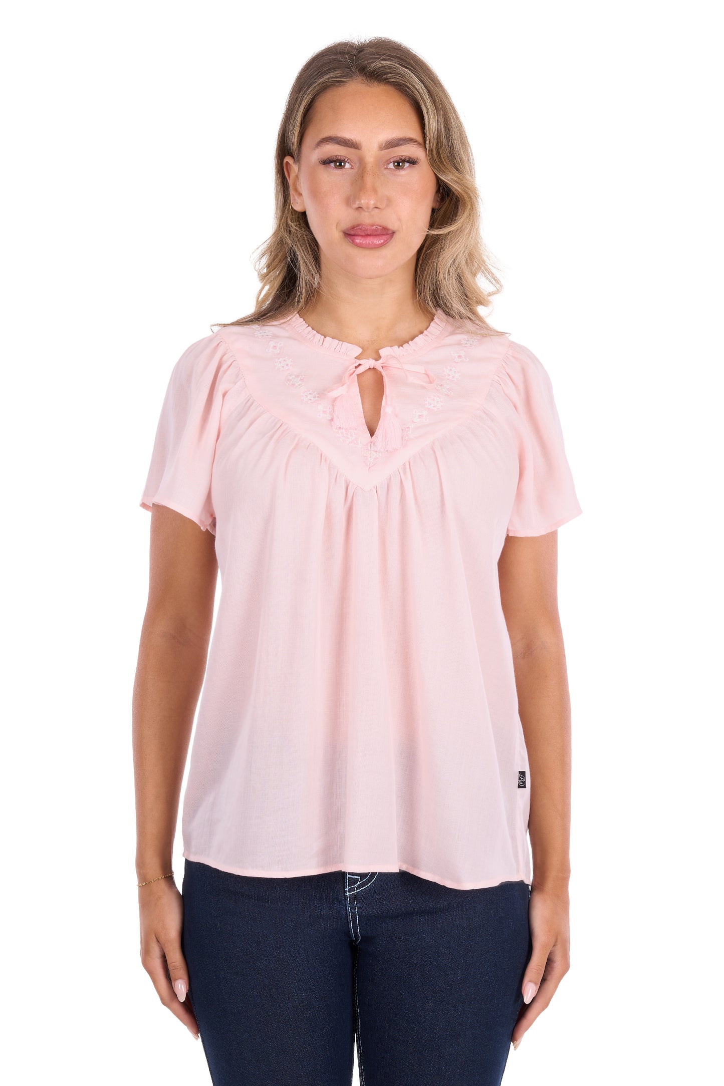P6S2504261 Pure Western Women's Leslie SS Blouse Blush