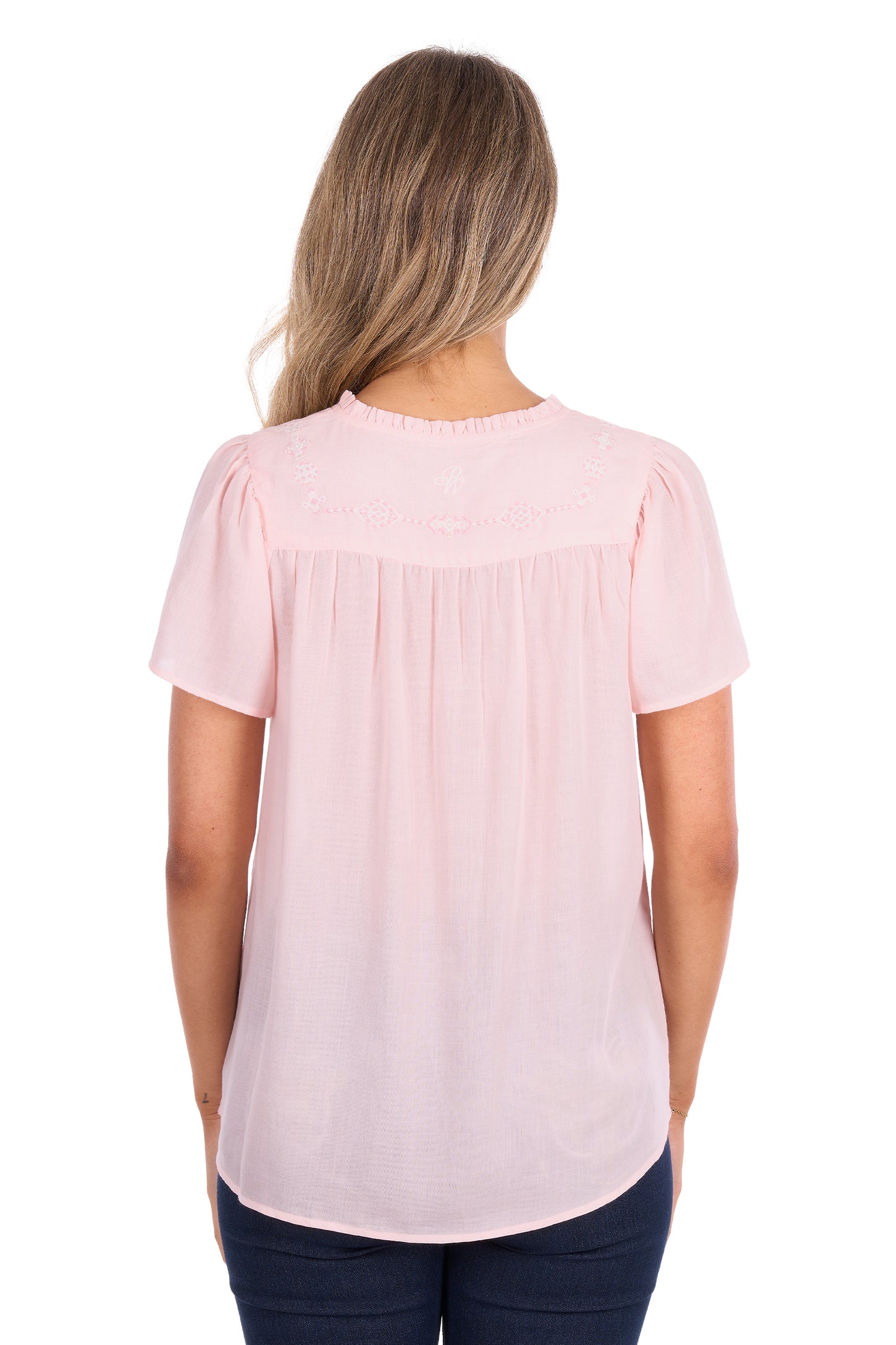 P6S2504261 Pure Western Women's Leslie SS Blouse Blush