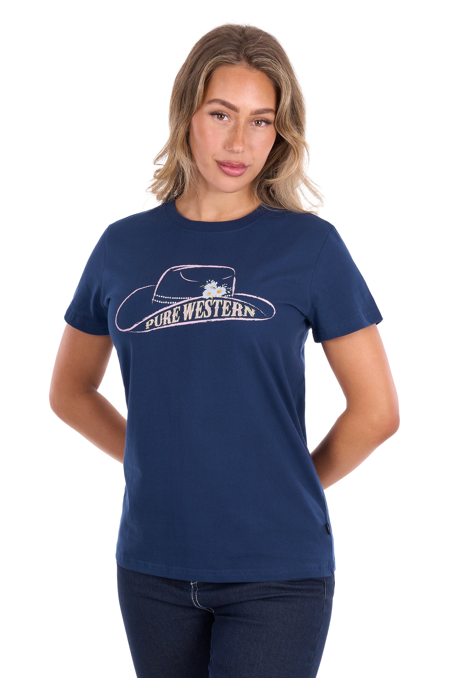 P6S2598277 Pure Western Women's Holly SS Tee Navy