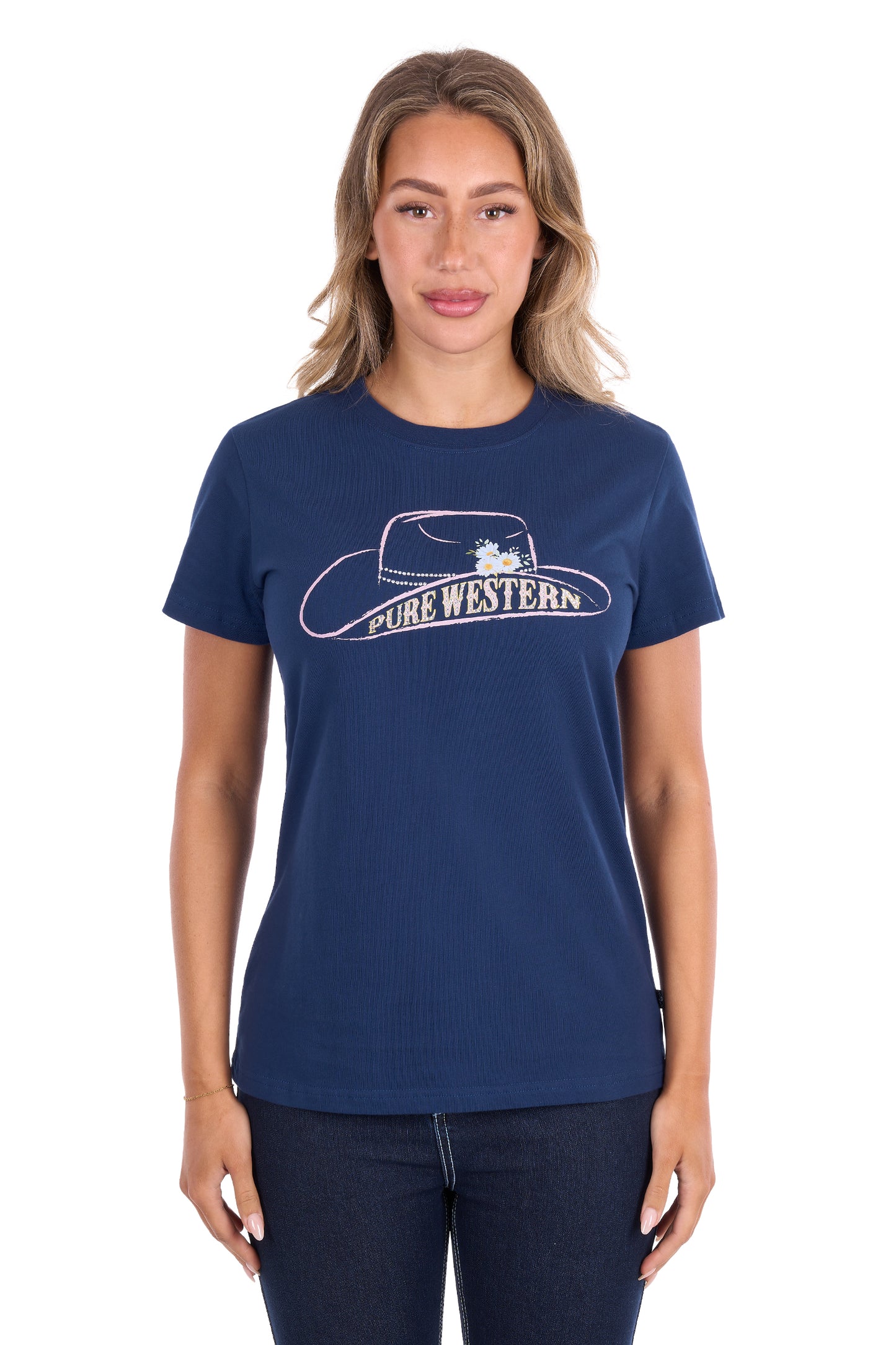 P6S2598277 Pure Western Women's Holly SS Tee Navy