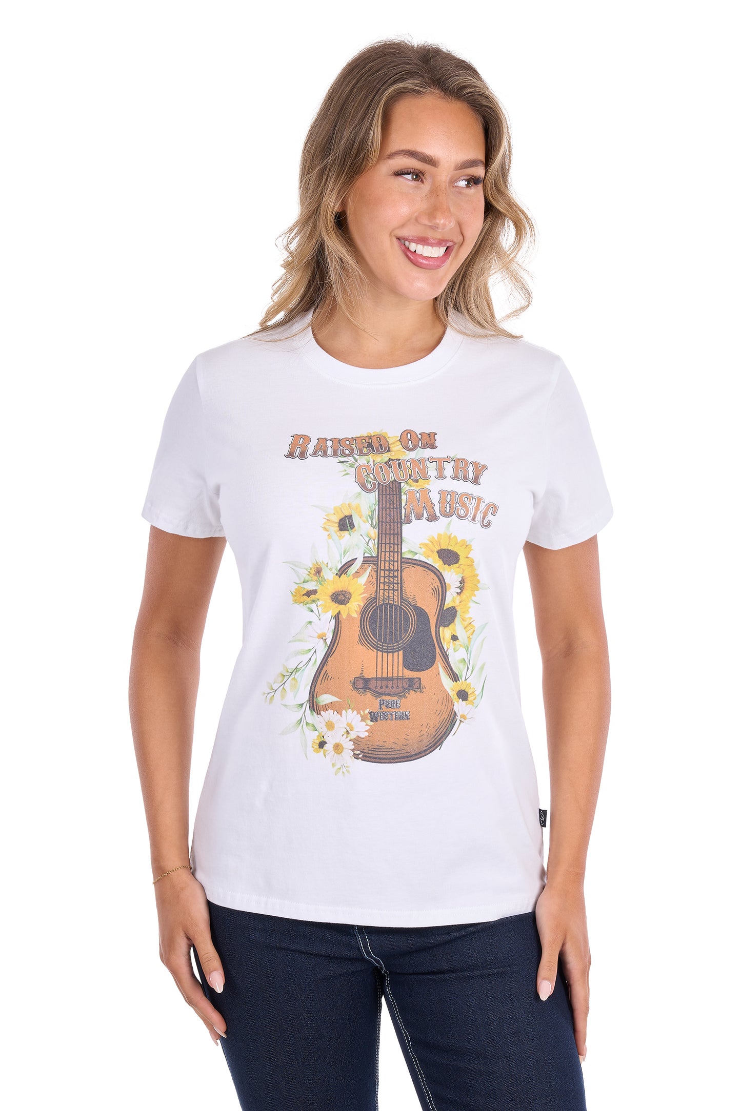 P6S2598280 Pure Western Women's Amber SS Tee White