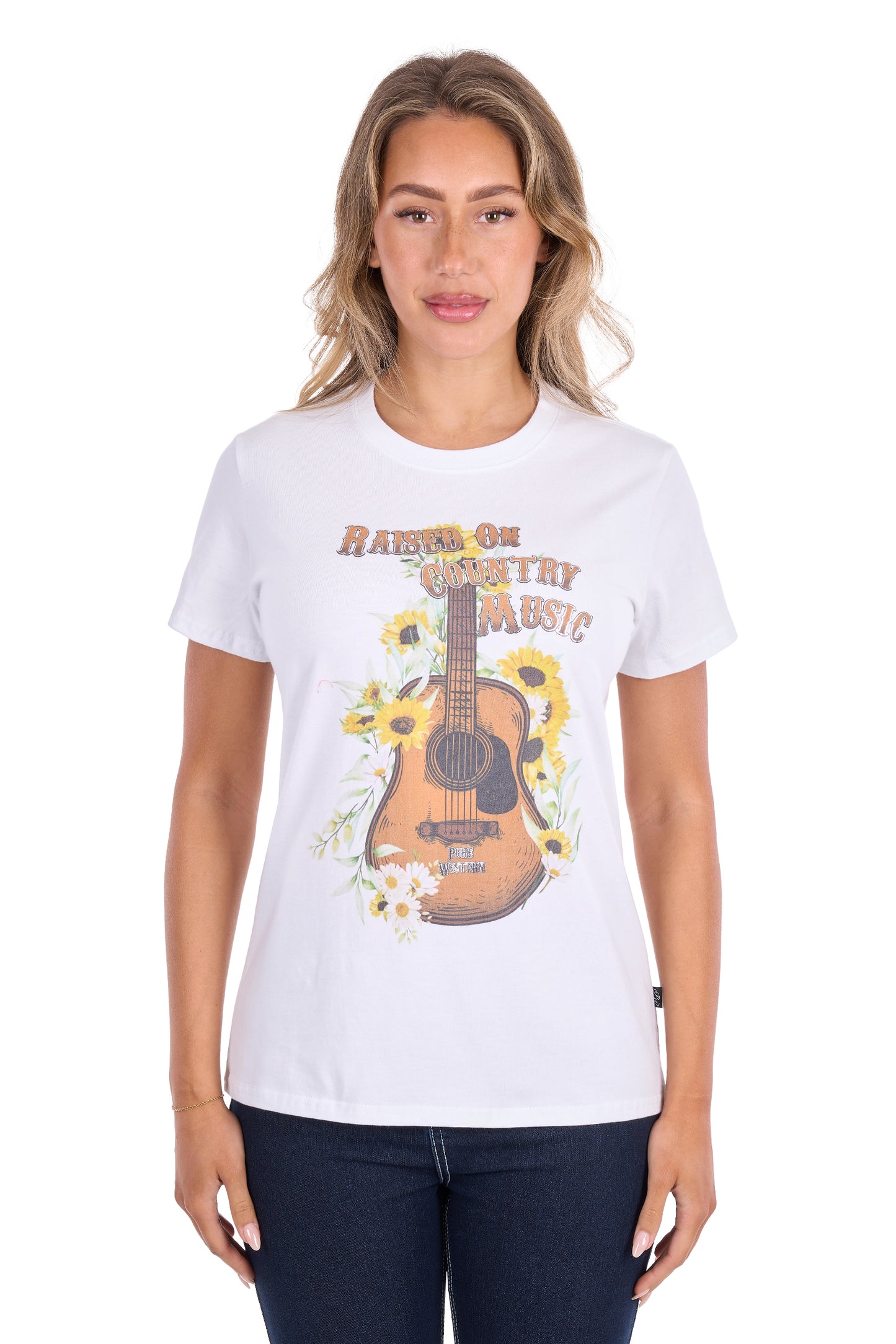 P6S2598280 Pure Western Women's Amber SS Tee White