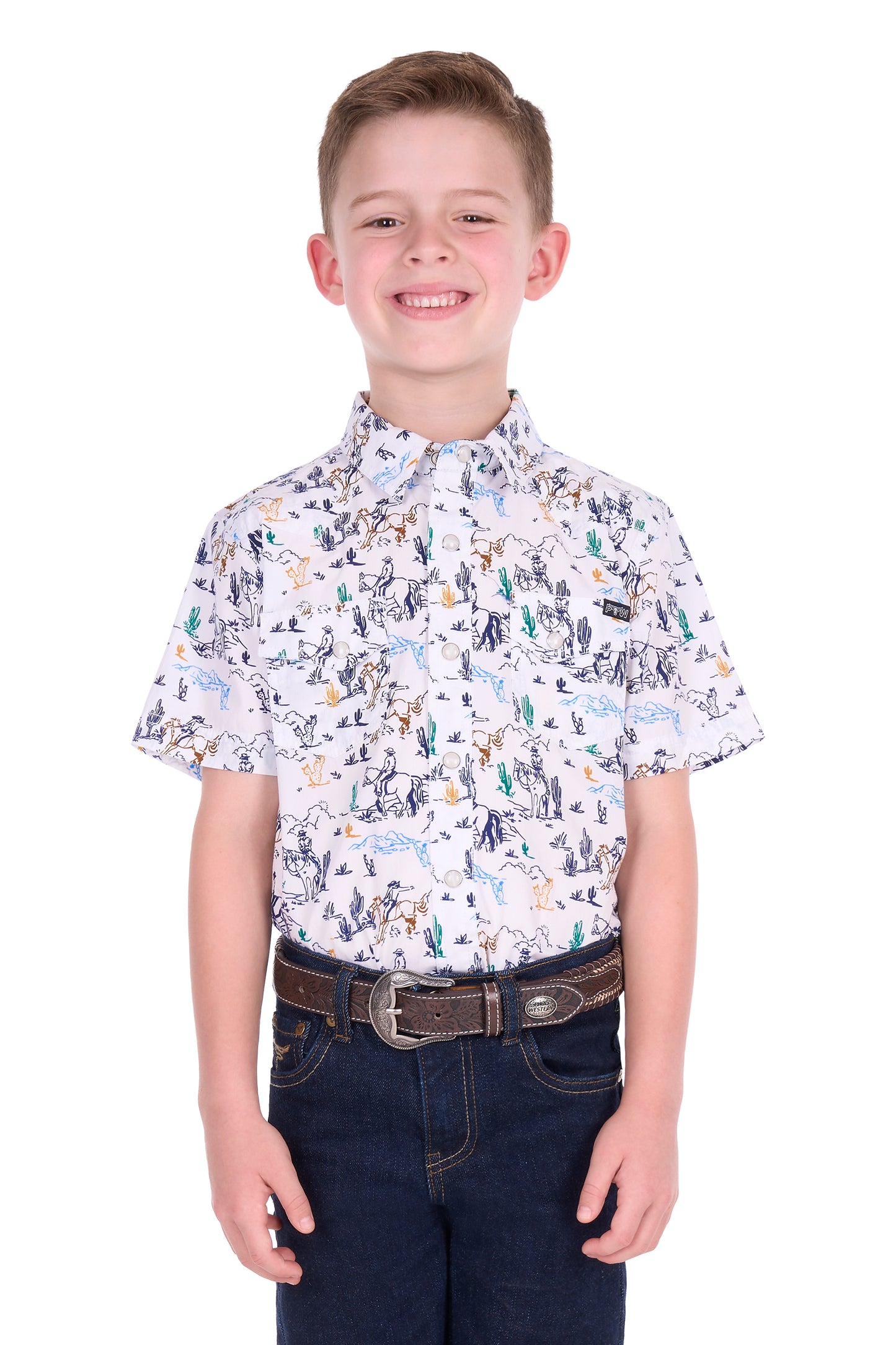P6S3103306 Pure Western Boy's Mike SS Shirt Multi