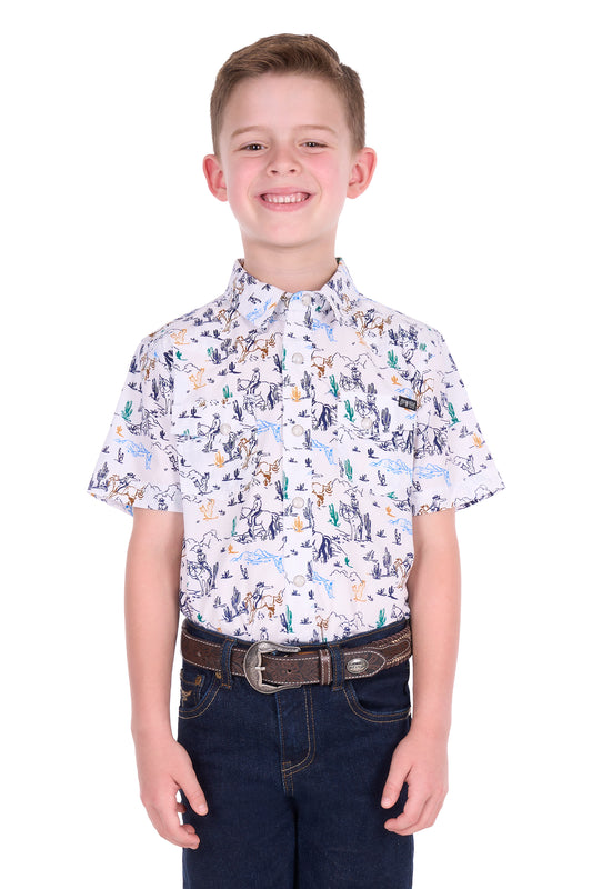 P6S3103306 Pure Western Boy's Mike SS Shirt Multi