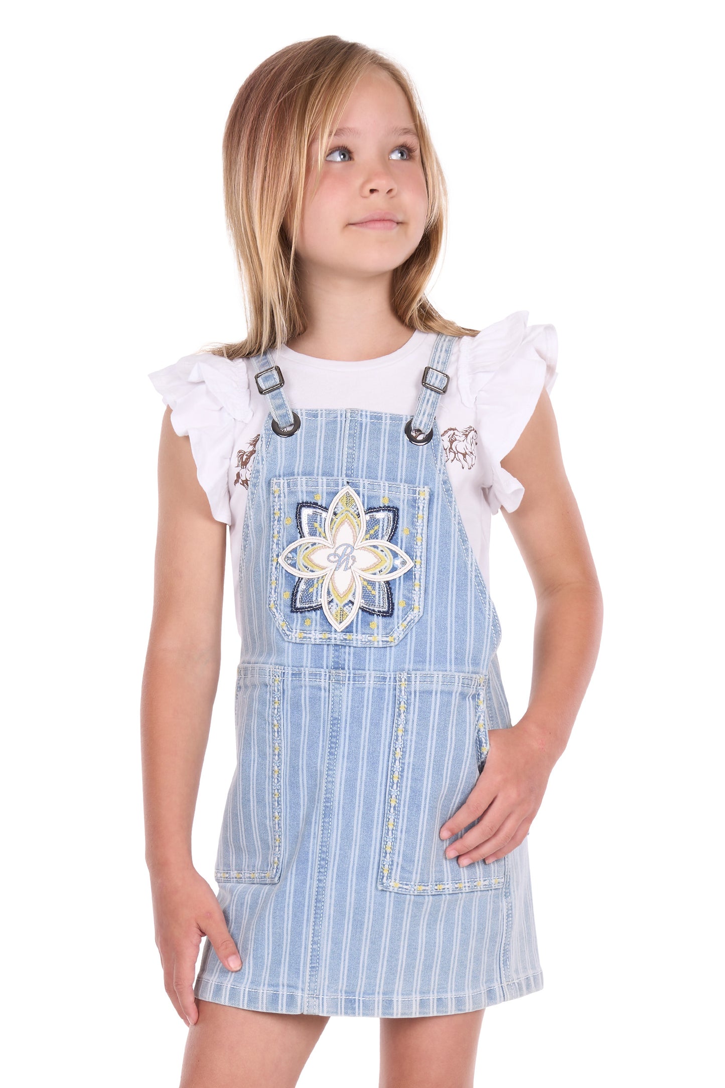 P6S5402287 Pure Western Girl's Freya Pinafore Dress Chambray