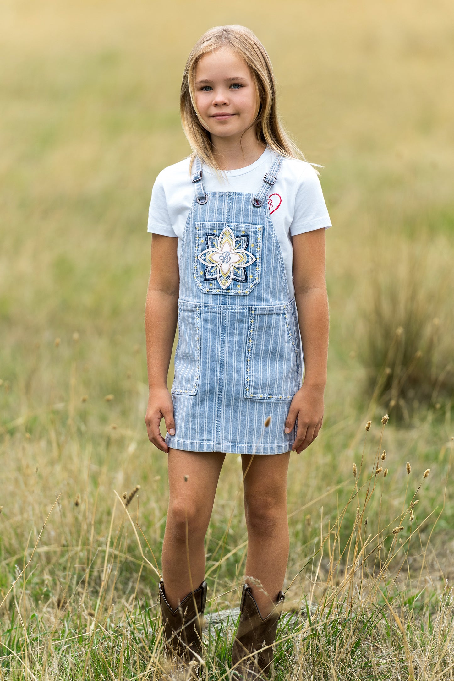 P6S5402287 Pure Western Girl's Freya Pinafore Dress Chambray