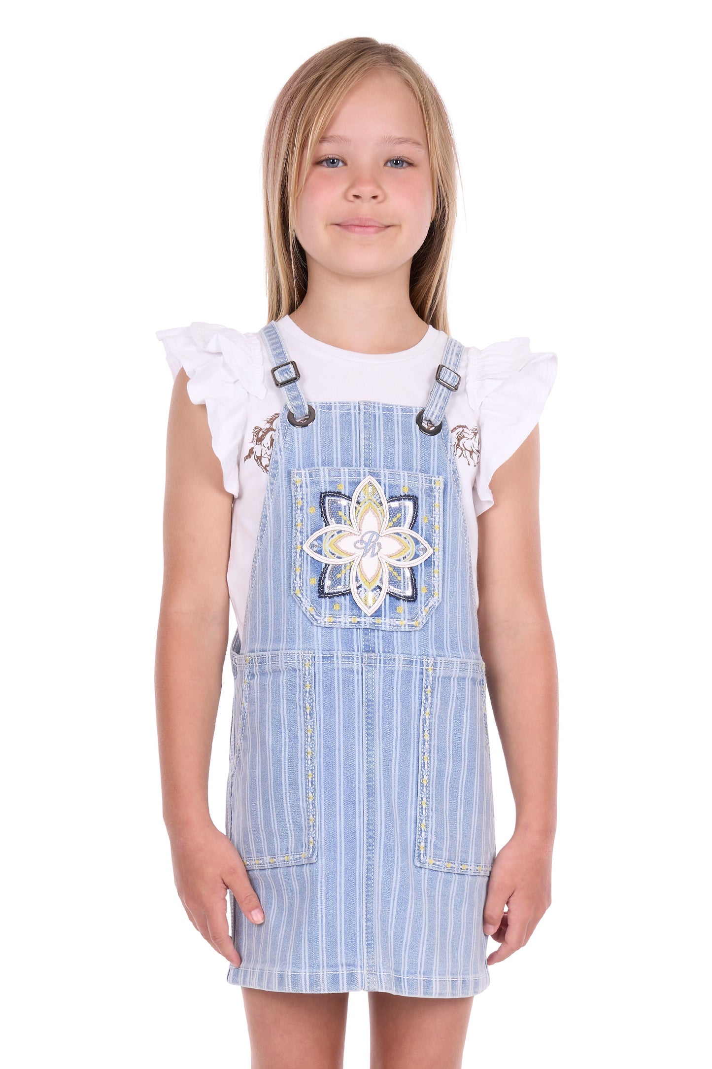 P6S5402287 Pure Western Girl's Freya Pinafore Dress Chambray