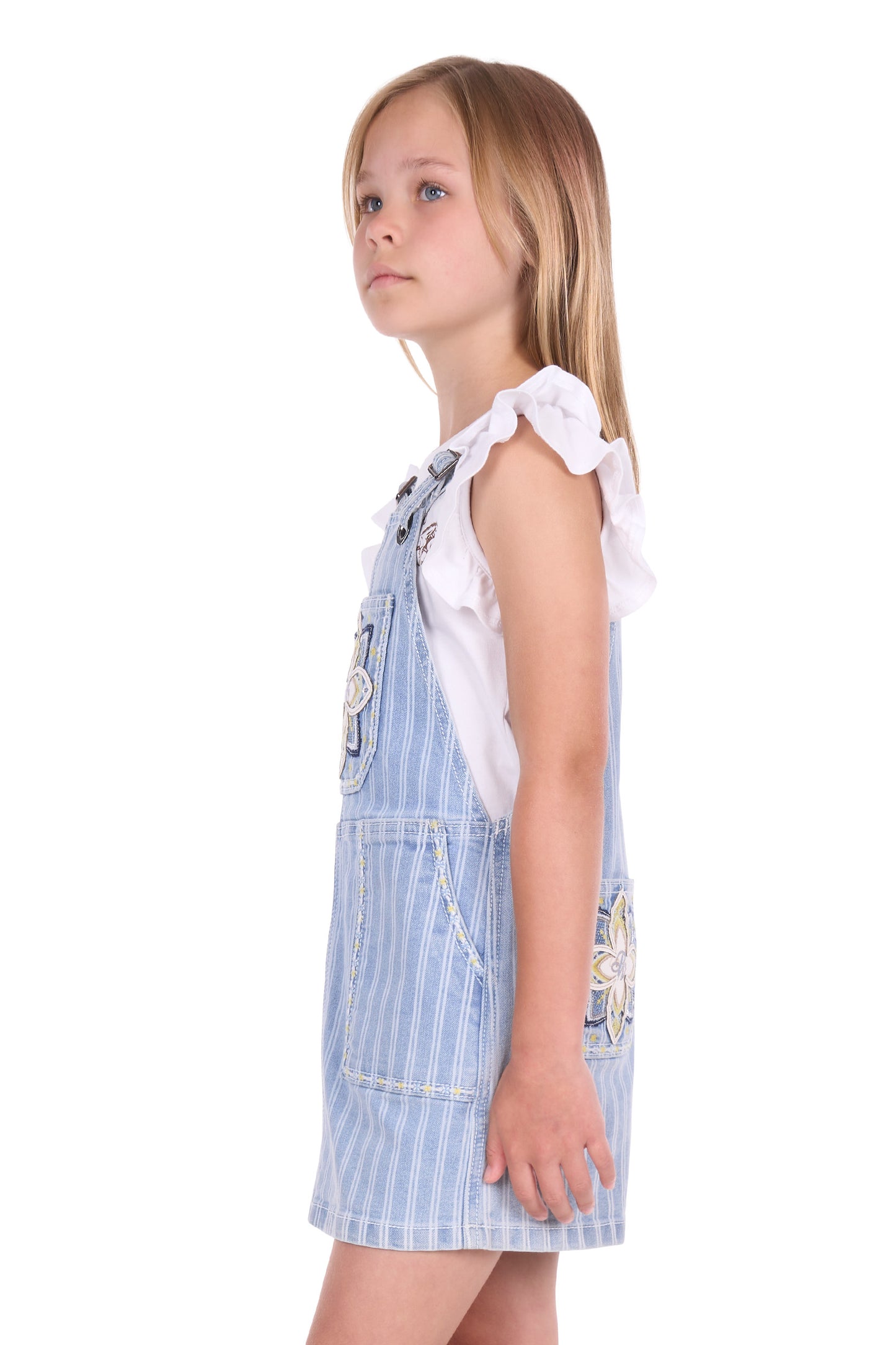 P6S5402287 Pure Western Girl's Freya Pinafore Dress Chambray