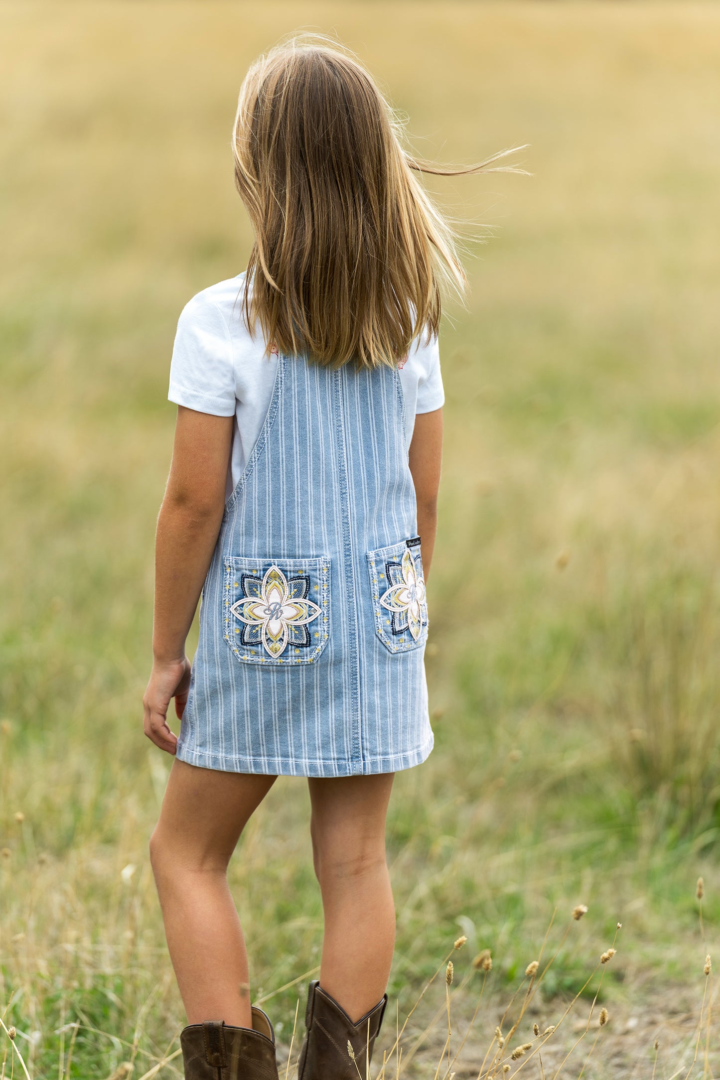 P6S5402287 Pure Western Girl's Freya Pinafore Dress Chambray