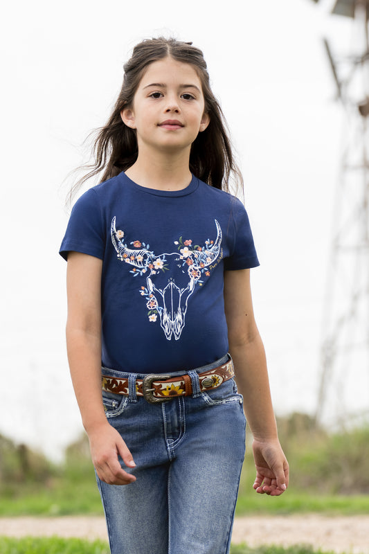P6S5501292 Pure Western Girl's Bindi SS Tee Navy