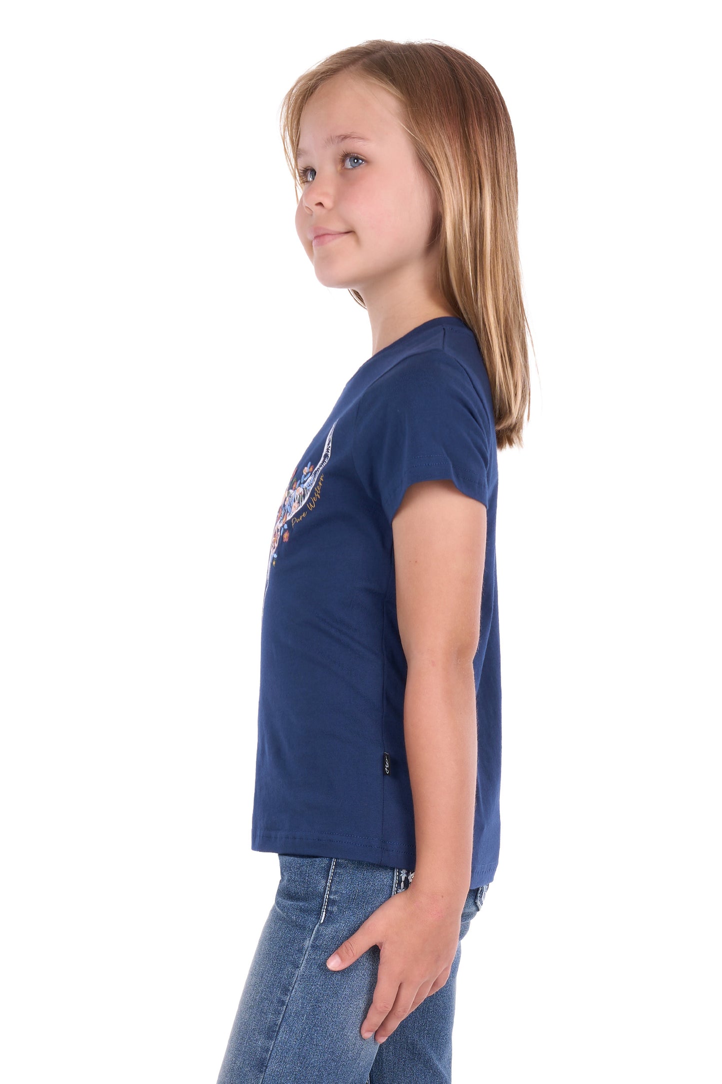 P6S5501292 Pure Western Girl's Bindi SS Tee Navy