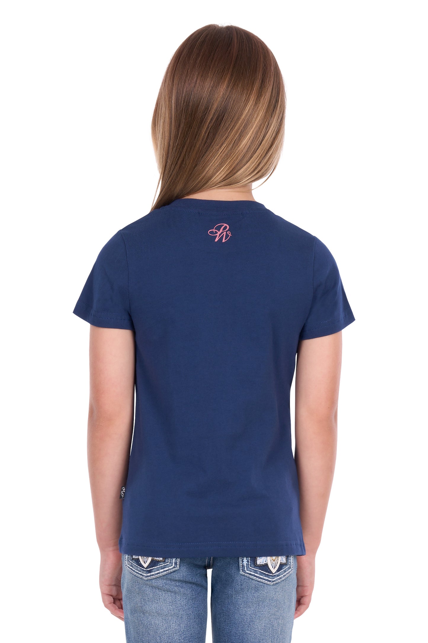 P6S5501292 Pure Western Girl's Bindi SS Tee Navy