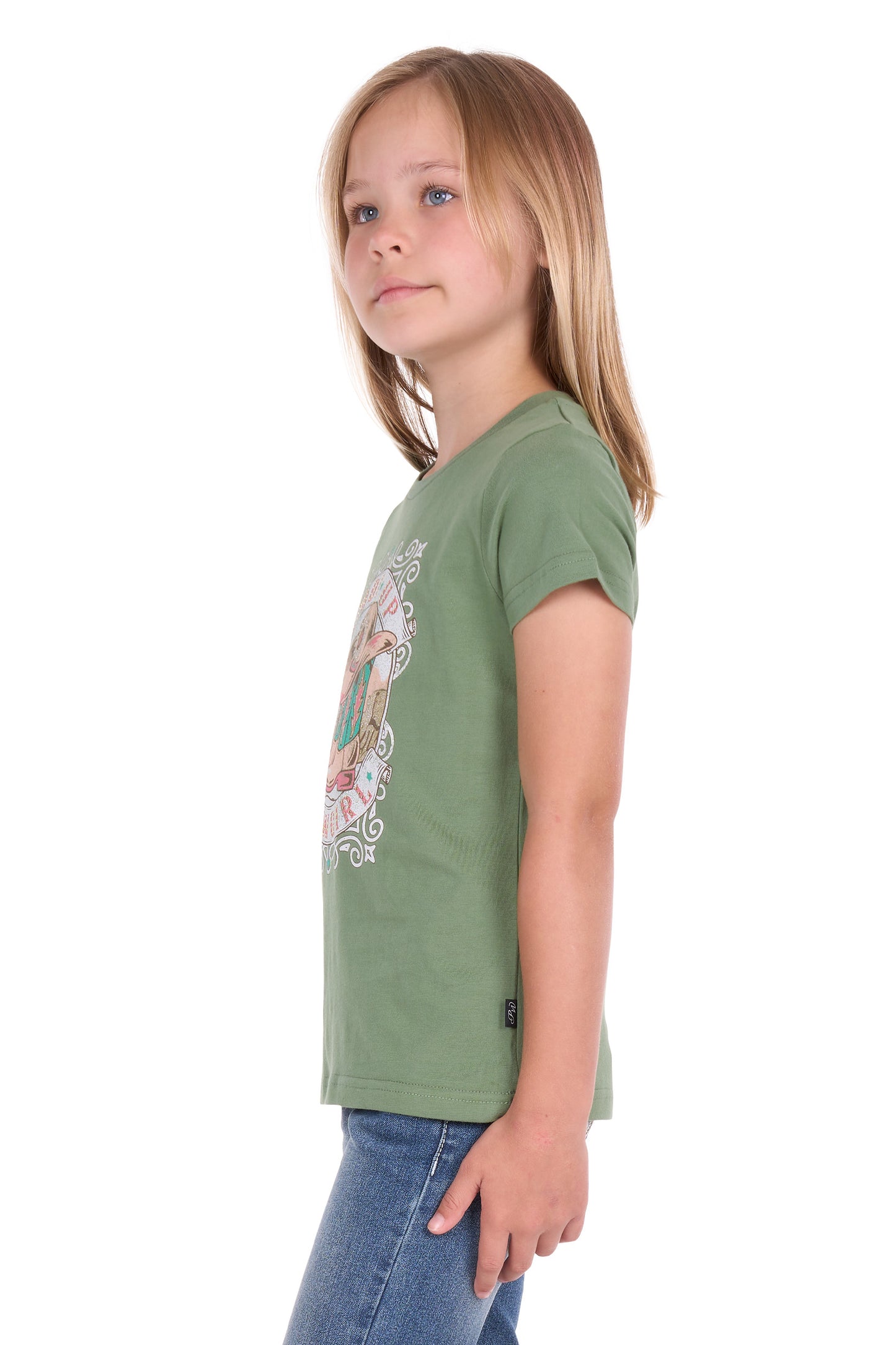 P6S5501293 Pure Western Girl's Ella SS Tee Moss