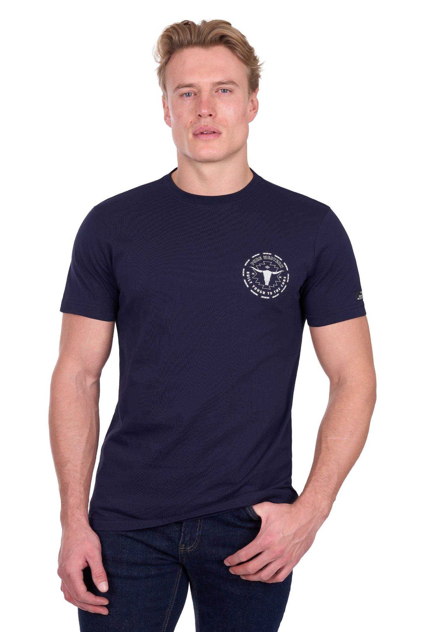 P6W1503173 Pure Western Men's Oscar SS Tee Navy
