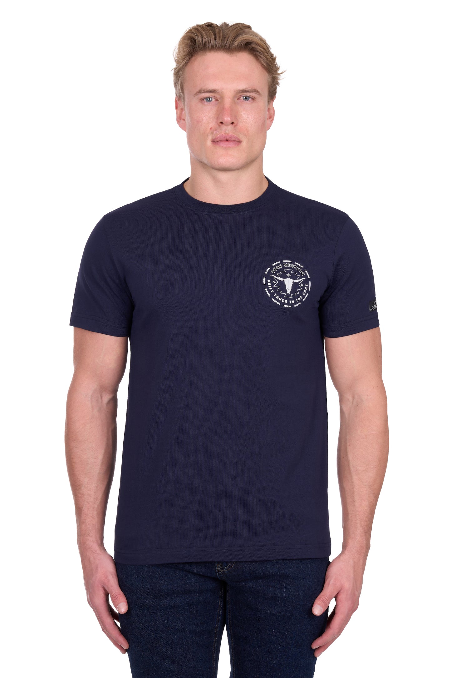 P6W1503173 Pure Western Men's Oscar SS Tee Navy