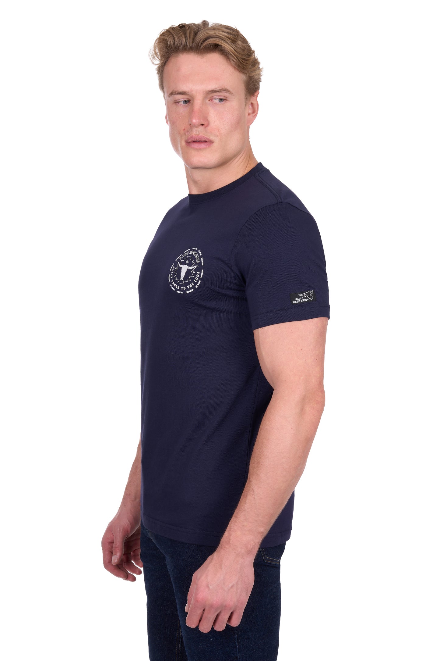 P6W1503173 Pure Western Men's Oscar SS Tee Navy