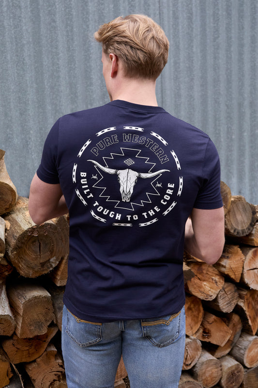 P6W1503173 Pure Western Men's Oscar SS Tee Navy