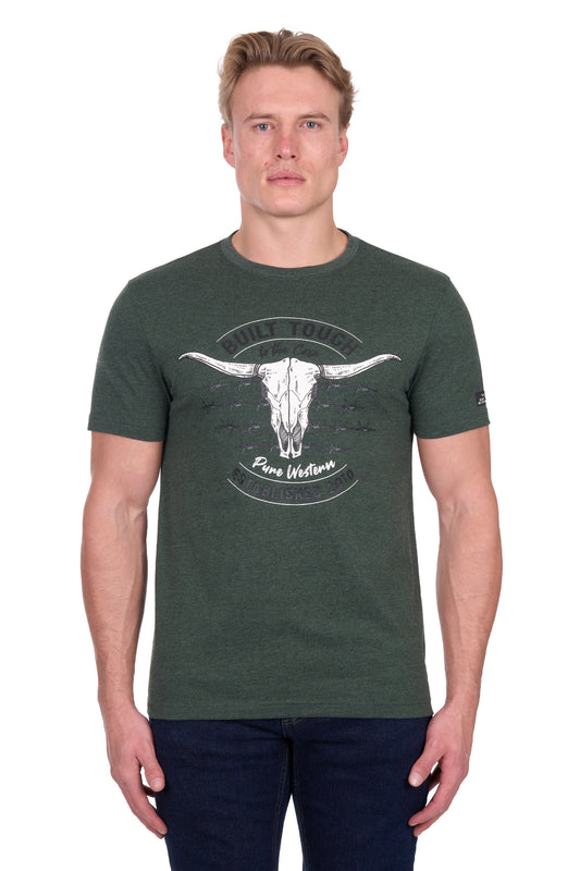 P6W1503174 Pure Western Men's Frank SS Tee Green Marle