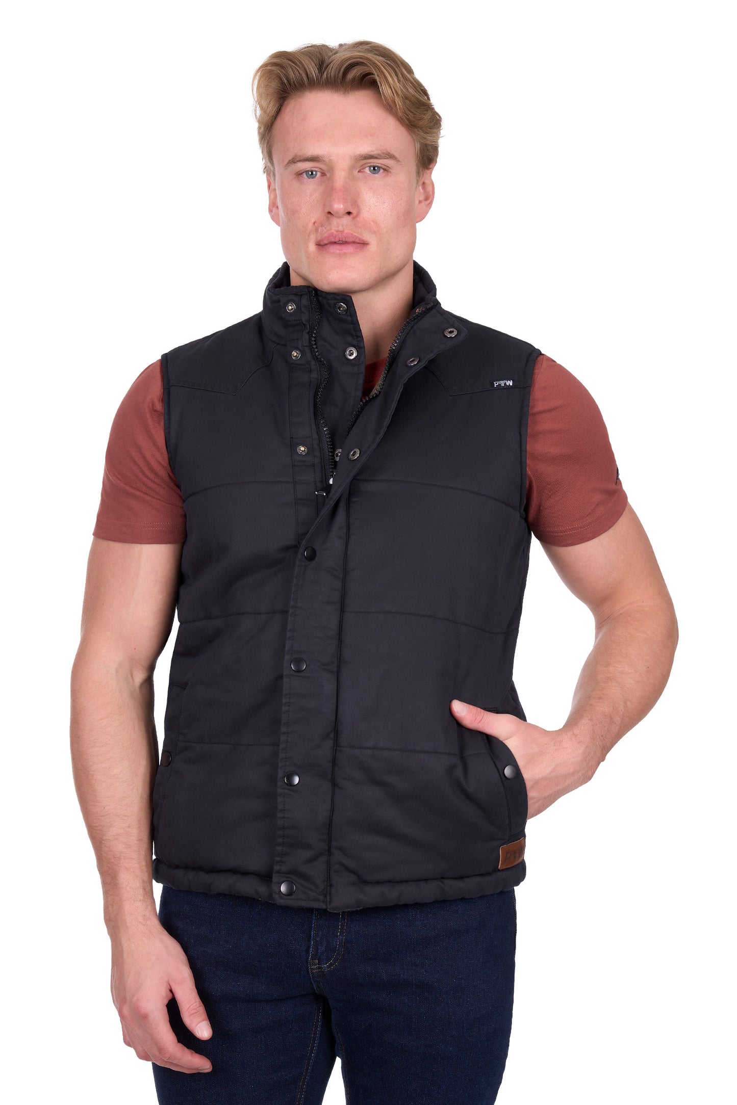 P6W1603180 Pure Western Men's Trevor Reversible Vest Charcoal