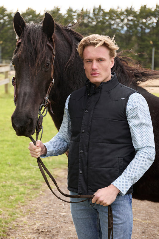 P6W1603180 Pure Western Men's Trevor Reversible Vest Charcoal