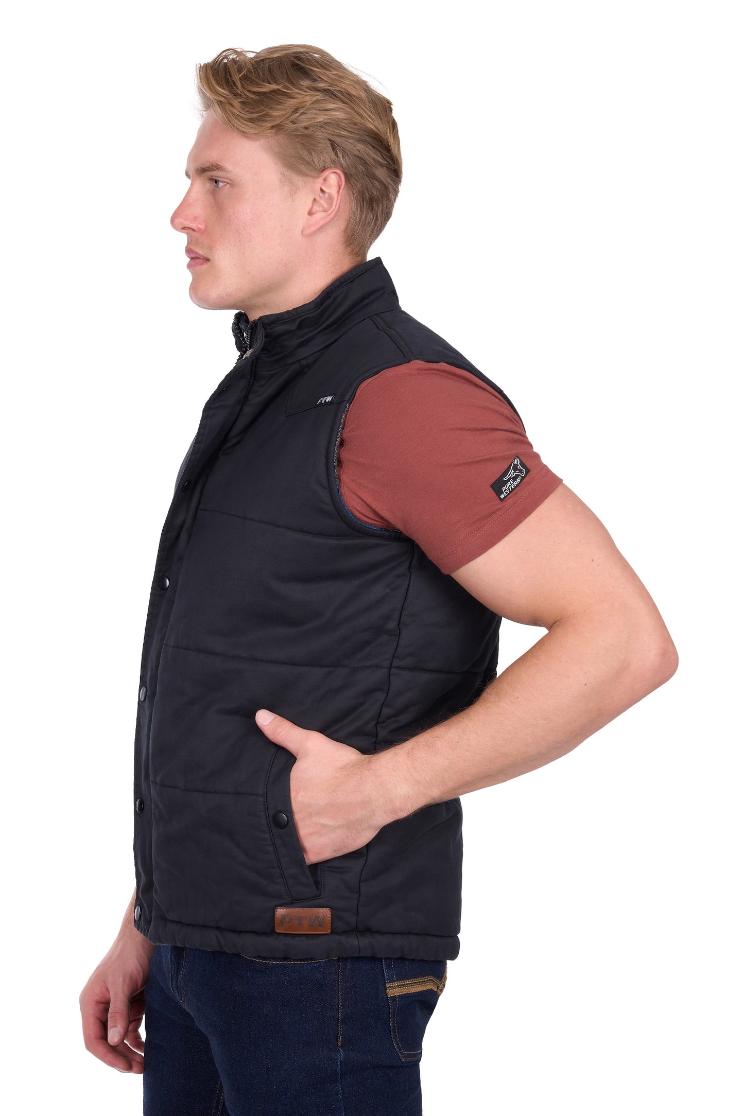 P6W1603180 Pure Western Men's Trevor Reversible Vest Charcoal