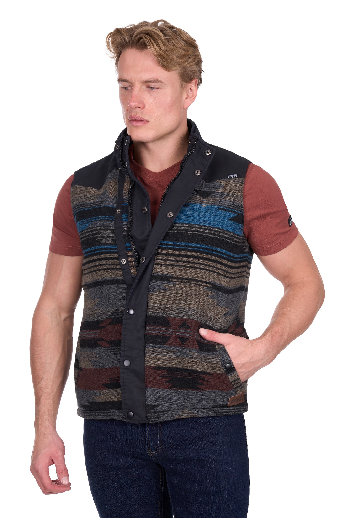 P6W1603180 Pure Western Men's Trevor Reversible Vest Charcoal