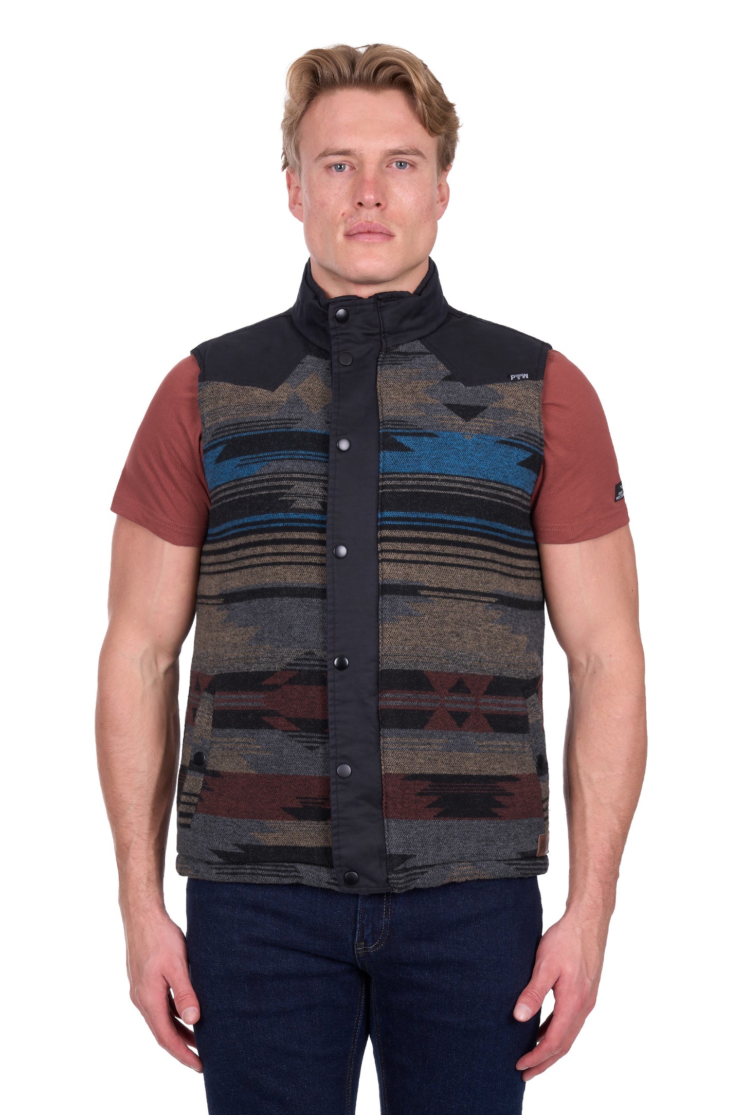 P6W1603180 Pure Western Men's Trevor Reversible Vest Charcoal