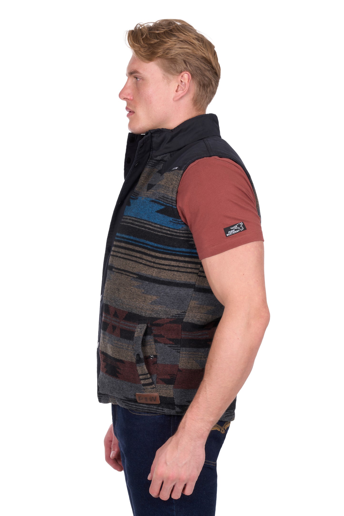 P6W1603180 Pure Western Men's Trevor Reversible Vest Charcoal