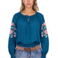 P6W2543190 Pure Western Women's Melina L/S Blouse Turquoise