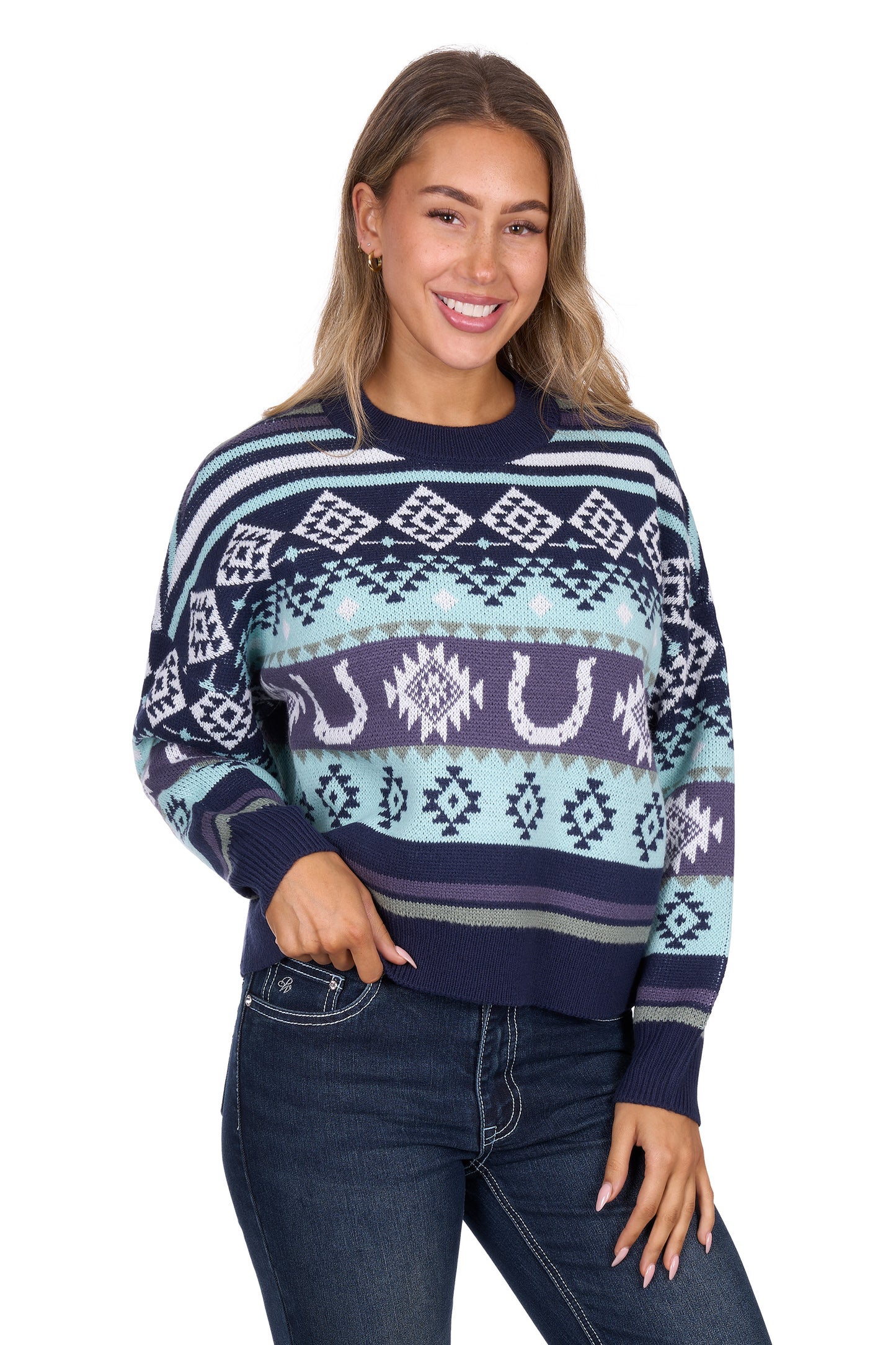 P6W2570227 Pure Western Margo Pullover Navy