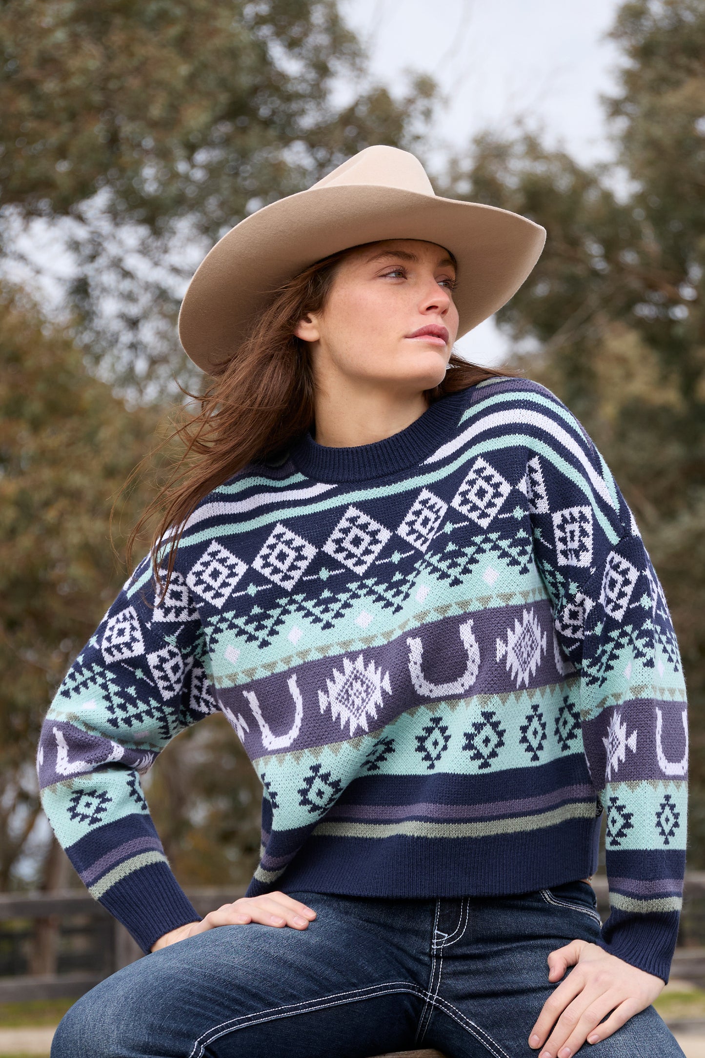 P6W2570227 Pure Western Margo Pullover Navy