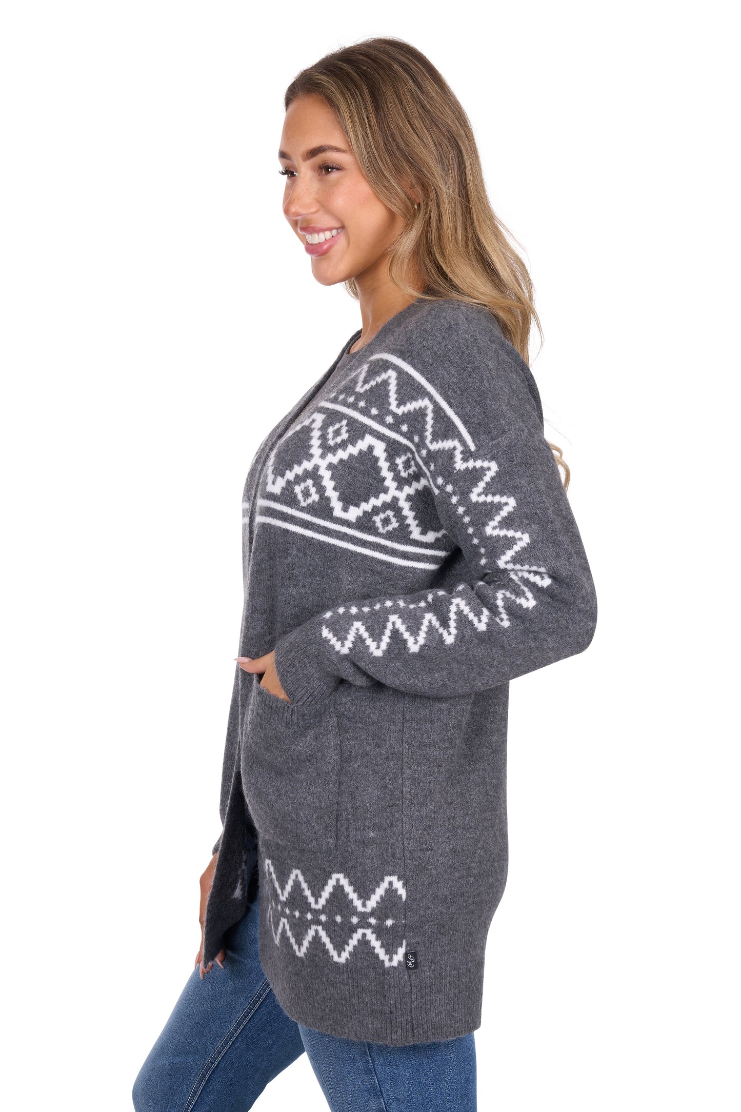 P6W2596230 Pure Western Cora Cardigan Charcoal Marle