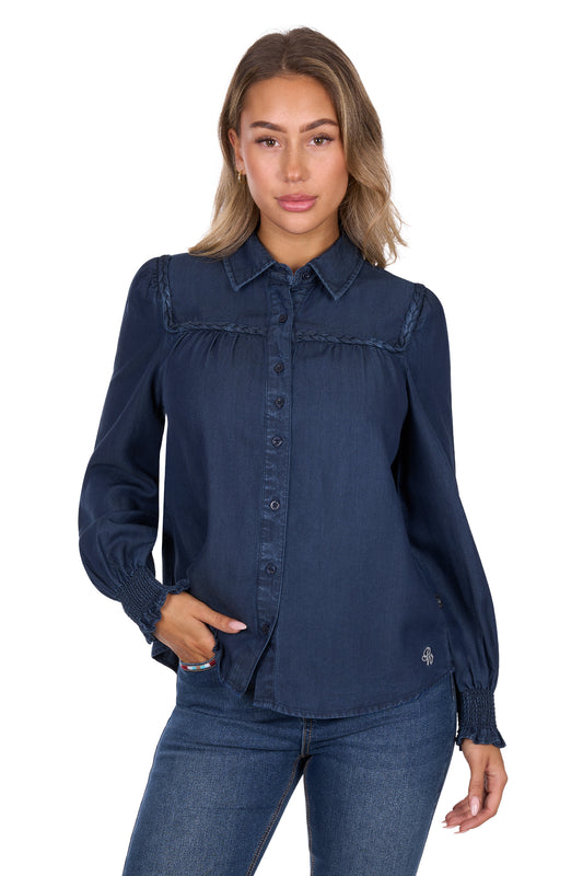 P6W2598204 Pure Western Daniela LS Shirt Blue