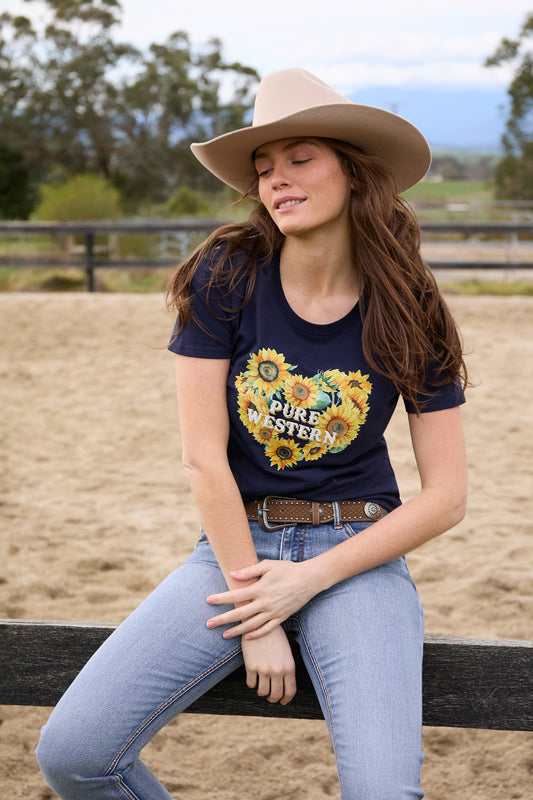P6W2598205 Pure Western Women's Marissa SS Tee Navy