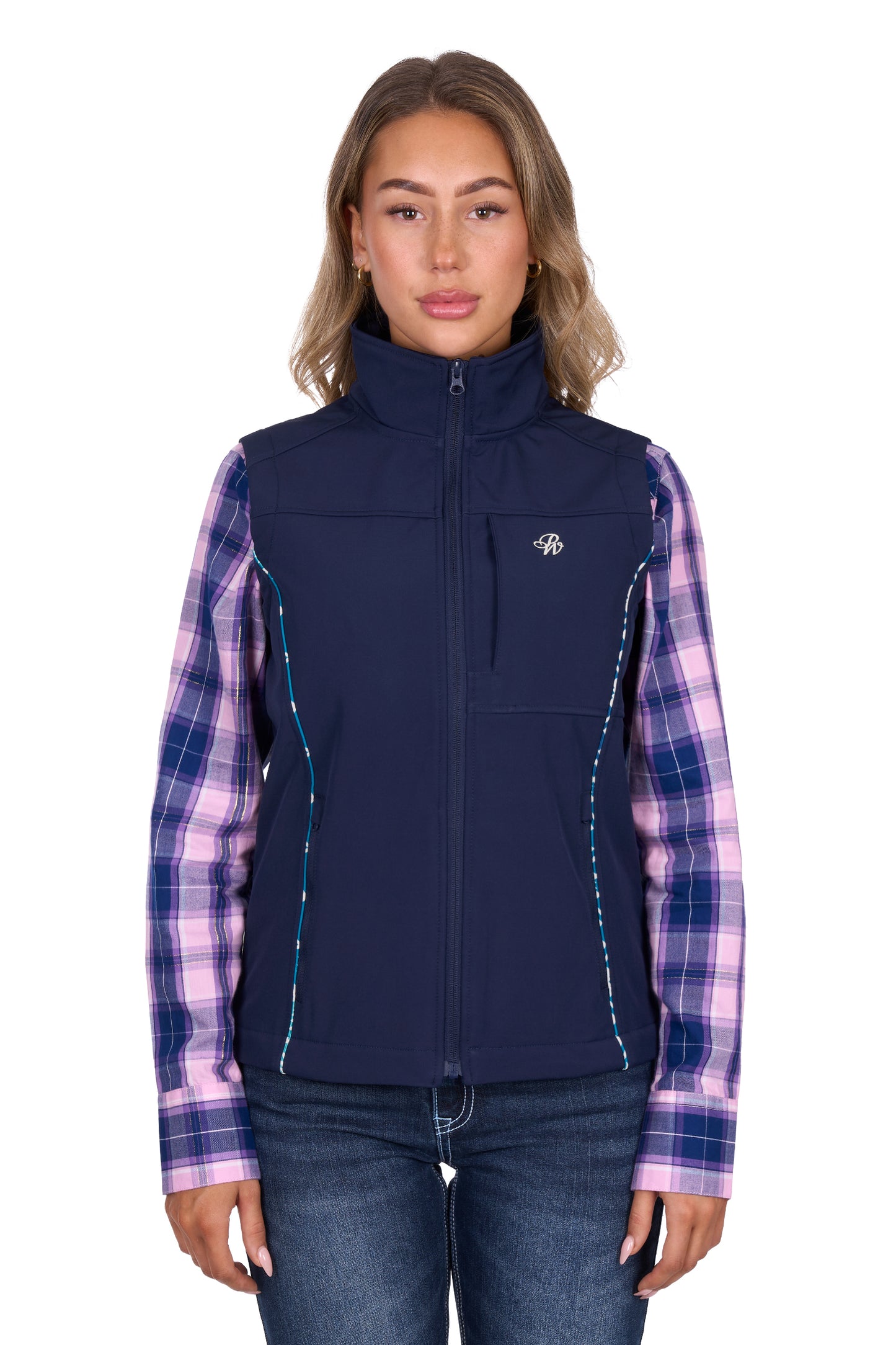 P6W2603226 Pure Western Corine Softshell Vest Navy