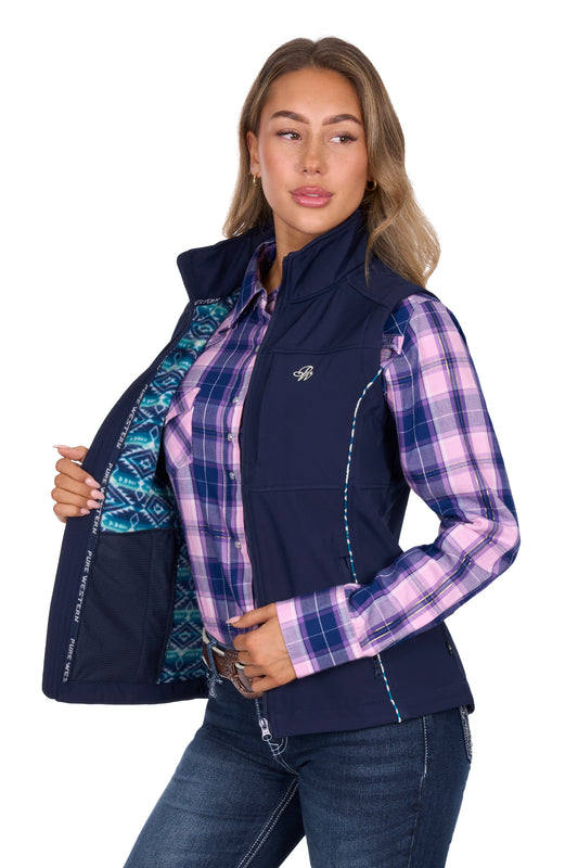 P6W2603226 Pure Western Corine Softshell Vest Navy
