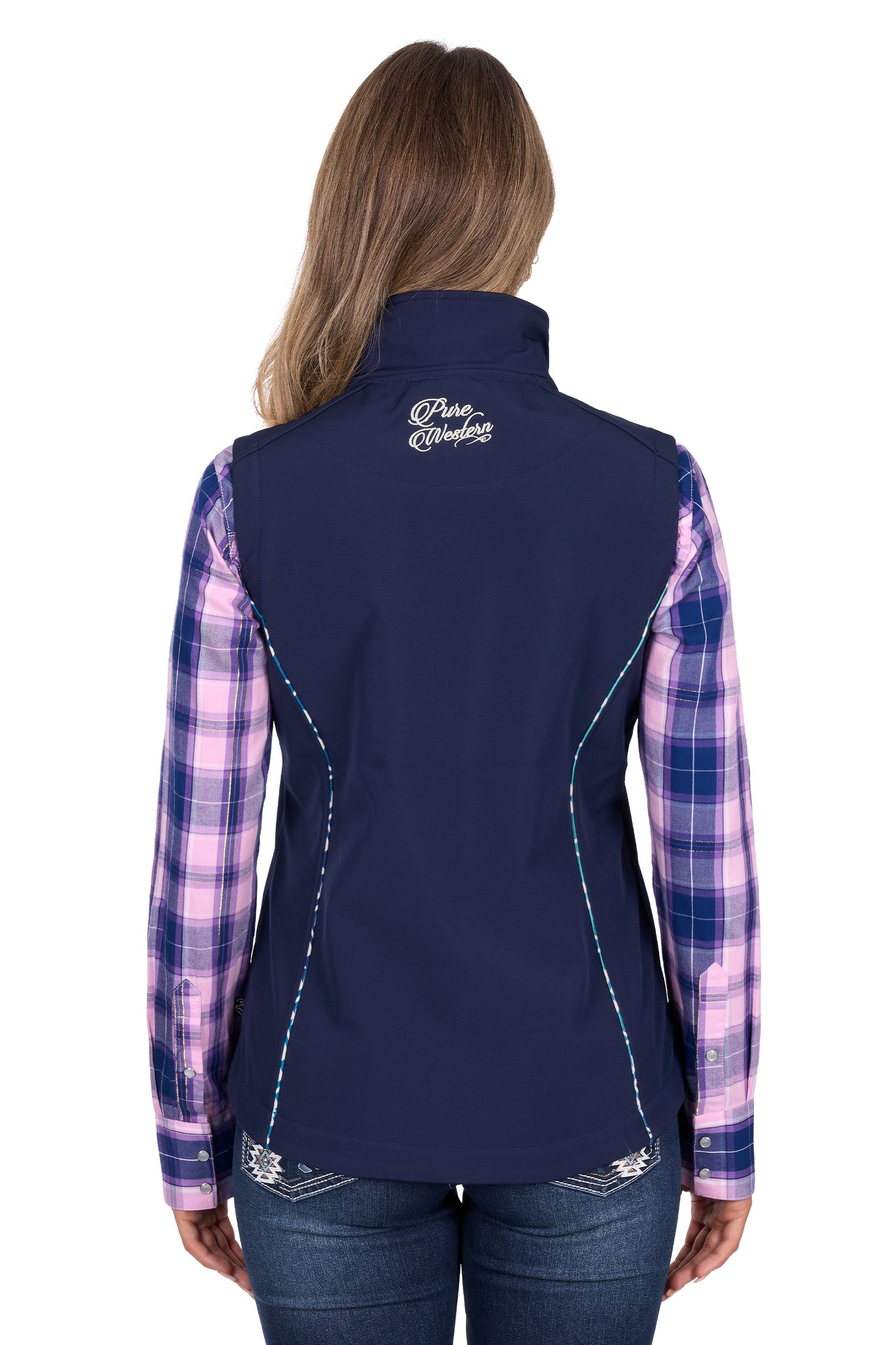 P6W2603226 Pure Western Corine Softshell Vest Navy