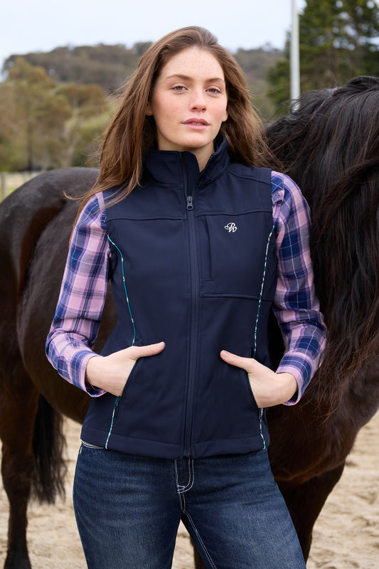 P6W2603226 Pure Western Corine Softshell Vest Navy