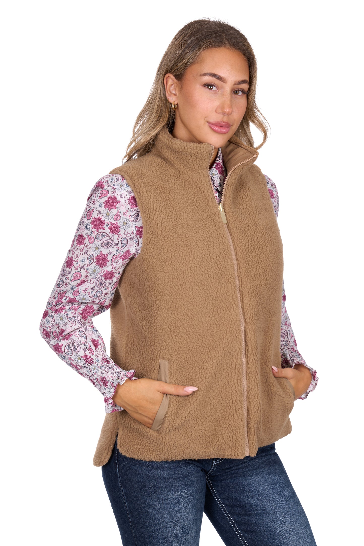 P6W2606222 Pure Western Women's Sherri Rev Vest Tan