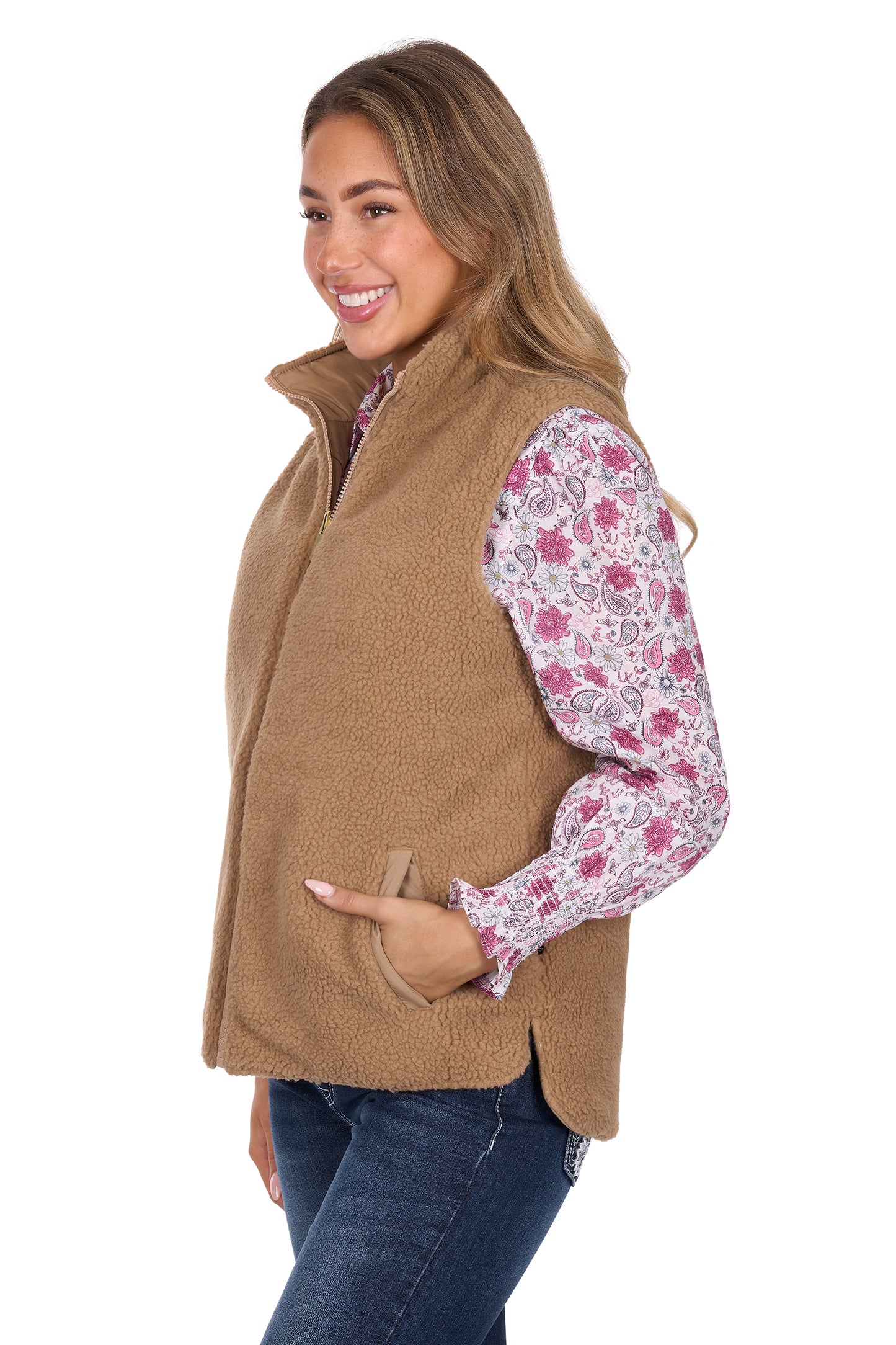 P6W2606222 Pure Western Women's Sherri Rev Vest Tan