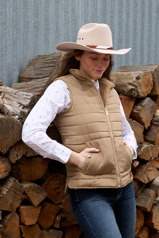 P6W2606222 Pure Western Women's Sherri Rev Vest Tan