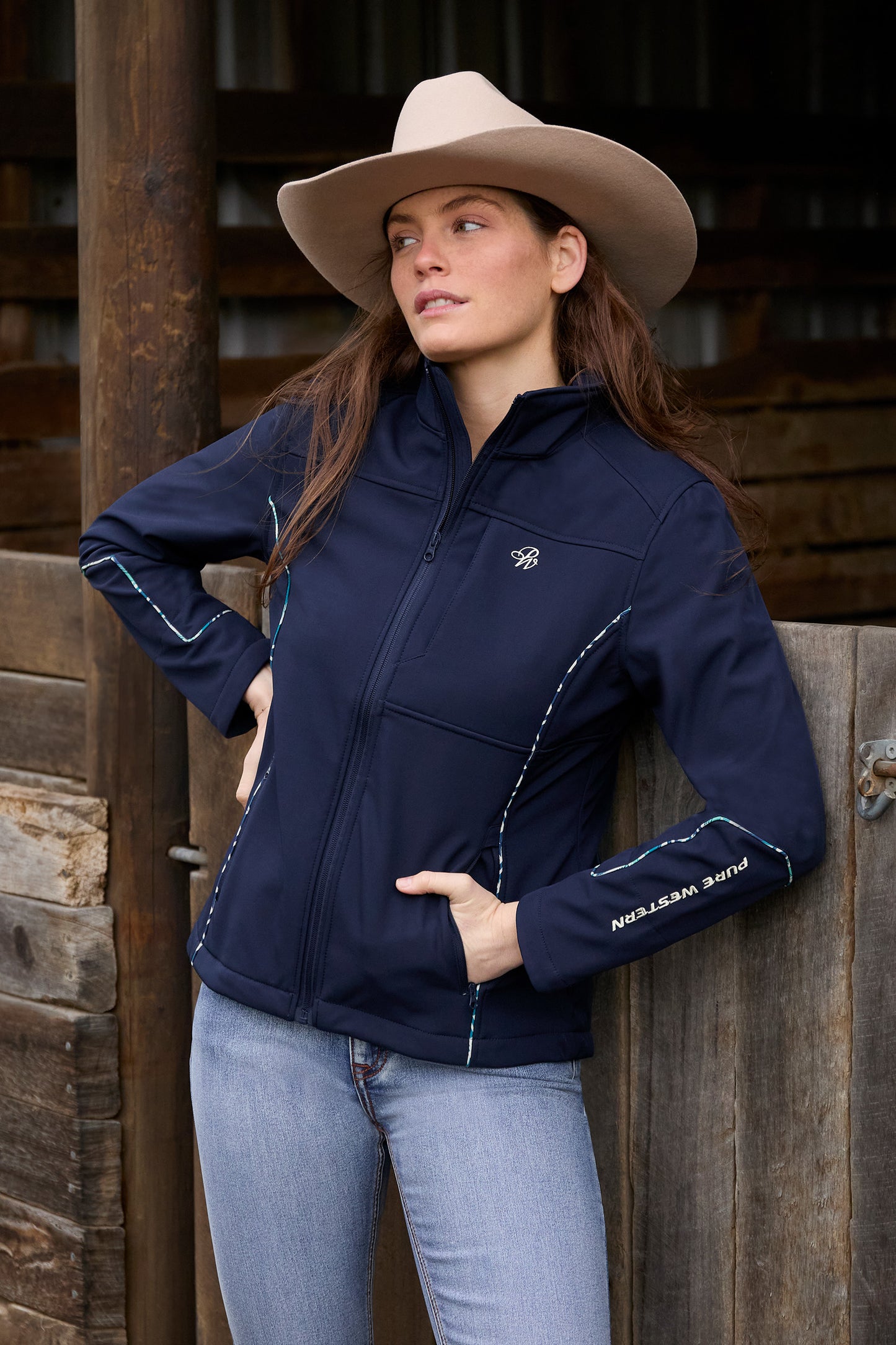 P6W2703225 Pure Western Corine Softshell Jacket Navy