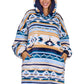 P6W2935SNU Pure Western Aztec  Snuggle Hoodie Natural/Blue