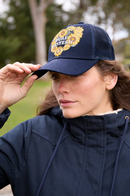 P6W2953CAP Pure Western Women's Marissa HP Trucker Cap Navy