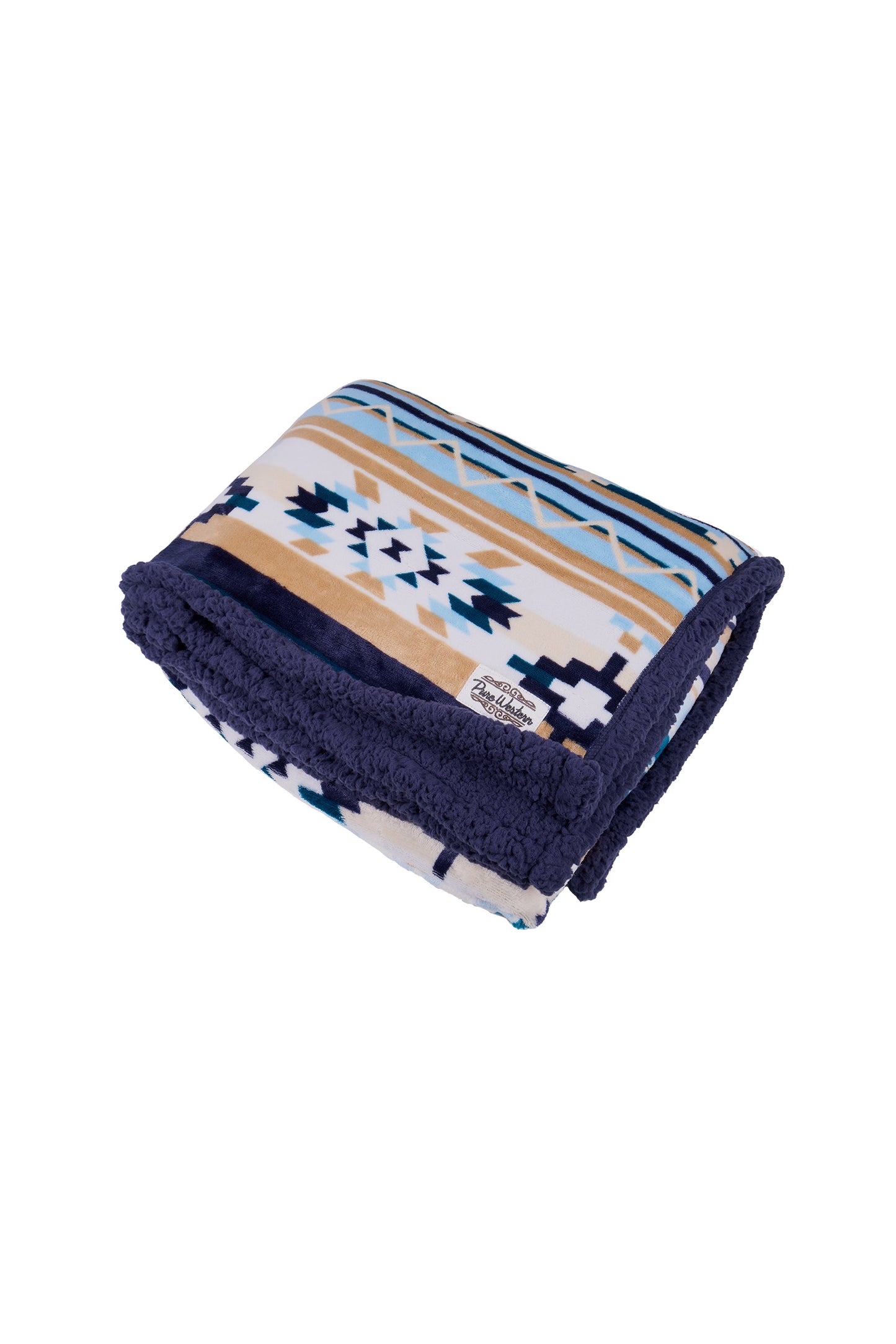 P6W2975RUG Pure Western Aztec  Snuggle Rug Natural/Blue