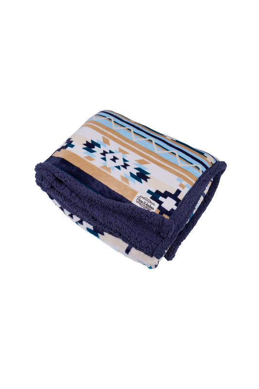 P6W2975RUG Pure Western Aztec  Snuggle Rug Natural/Blue