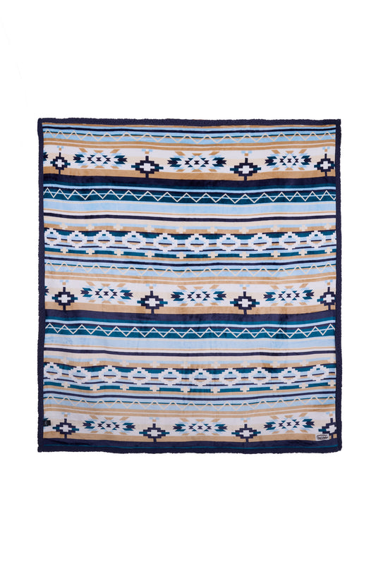P6W2975RUG Pure Western Aztec  Snuggle Rug Natural/Blue