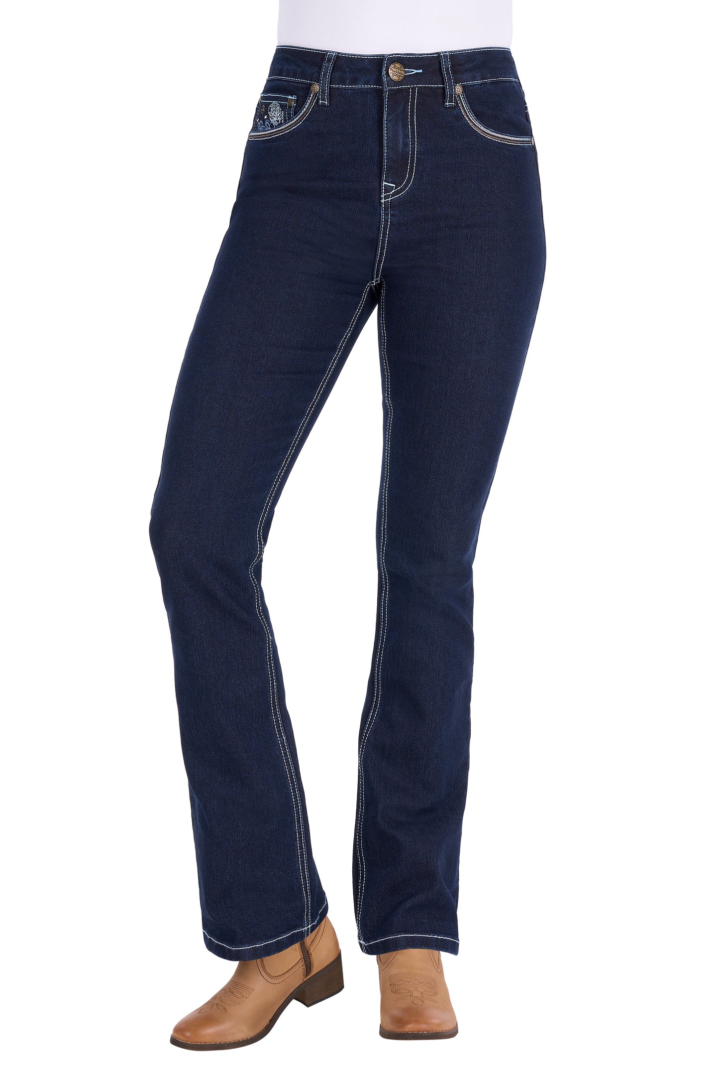 PCP2213422 Pure Western Women's Daph High Rise Boot Cut Jean 30 Leg Dark Ink