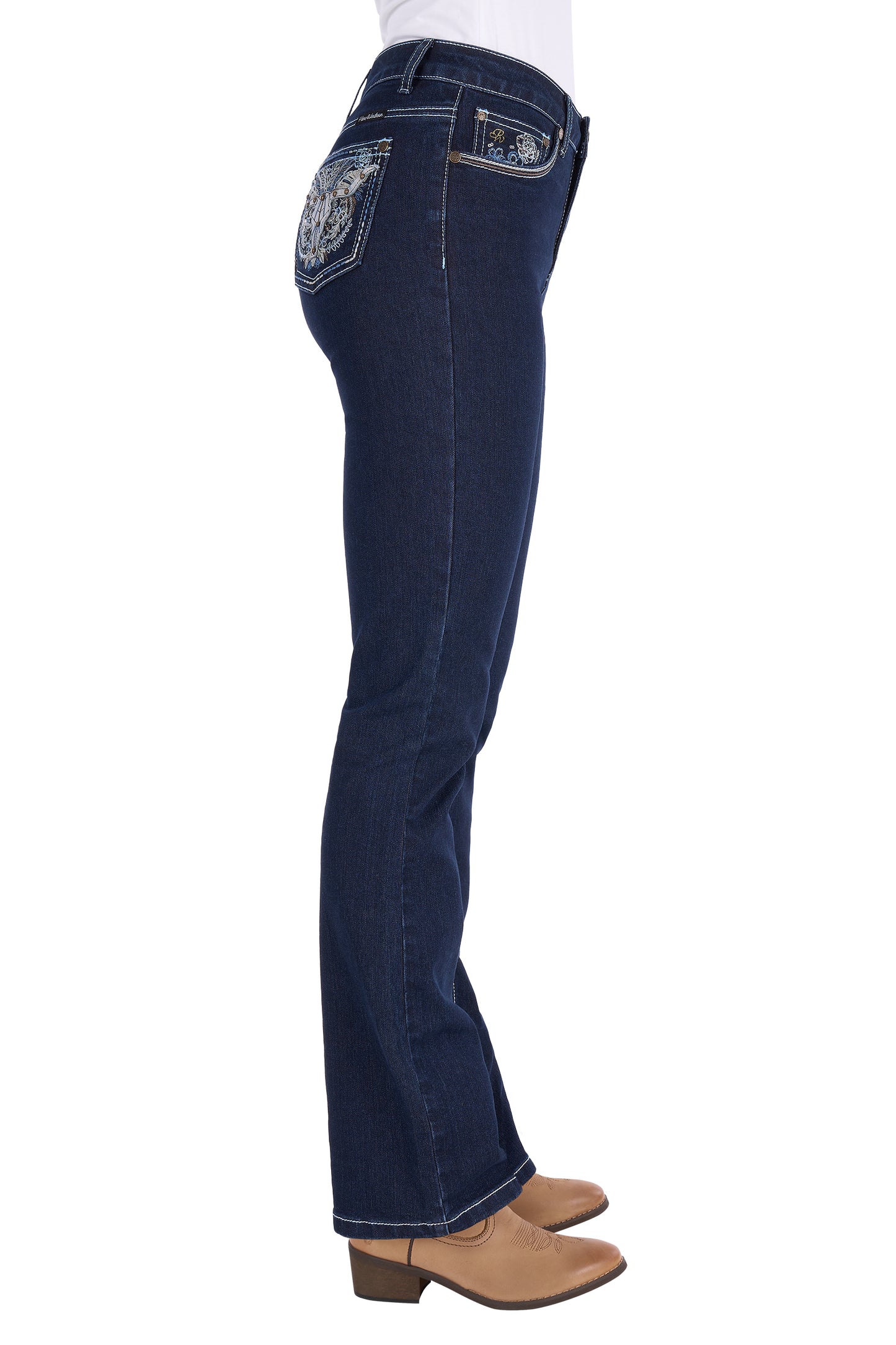 PCP2213422 Pure Western Women's Daph High Rise Boot Cut Jean 30 Leg Dark Ink